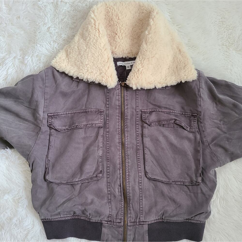 Young Fabulous & Broke Gray Earhart Faux Fur Full Zip Jacket NWT‎ Women's Small - Picture 10 of 11